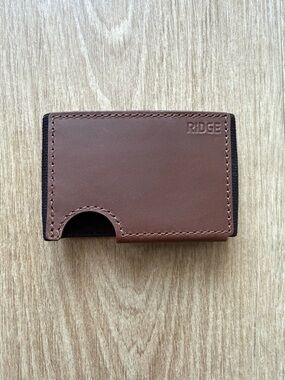 Ridge Tobacco Brown Leather Minimalist Card Wallet